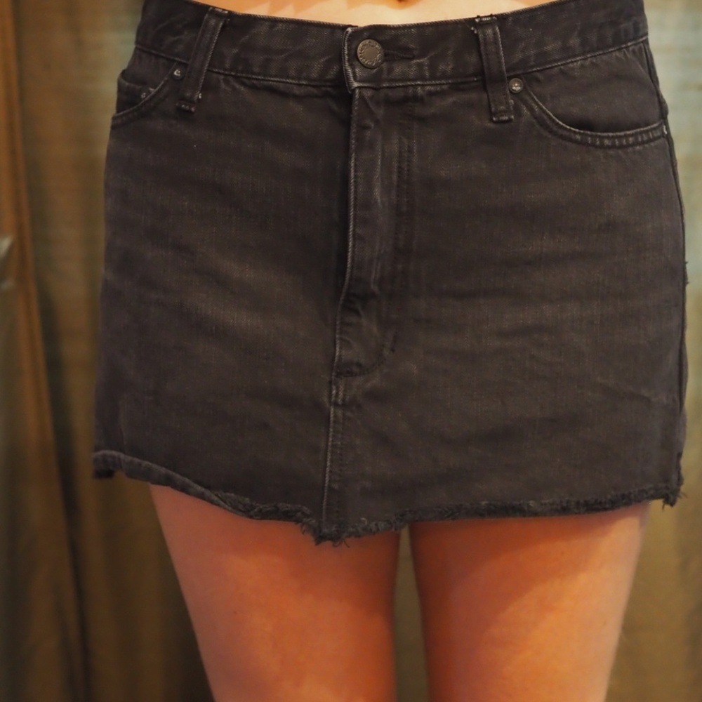 Mini black jean skirt